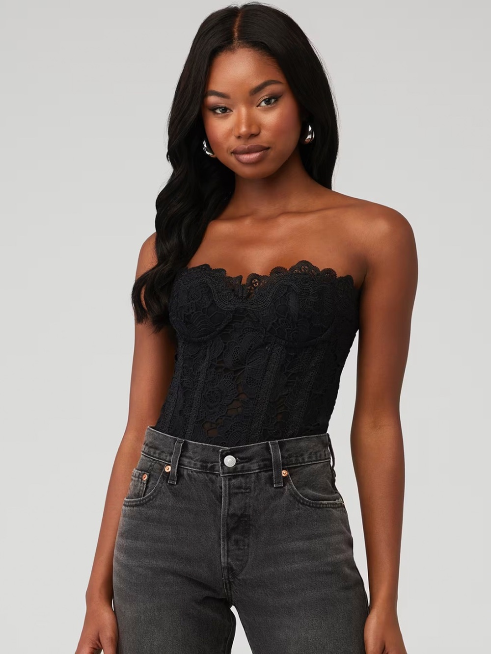 Rococo Sand Black Paris Lace Sleeveless Corset Size XL